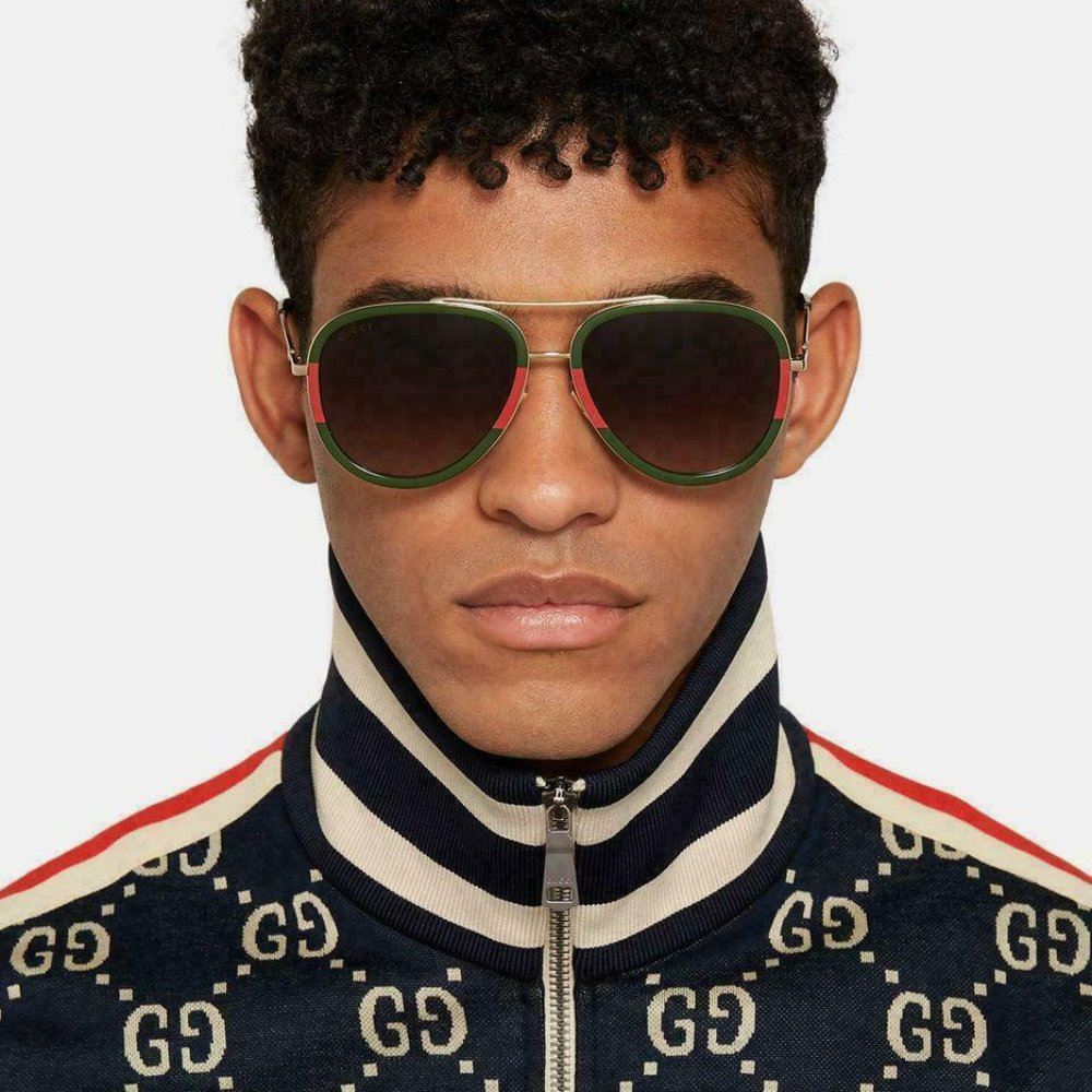 Gucci Urban Gg0062s 003 Brand New Sunglasses Gold Gold Green Unisex
